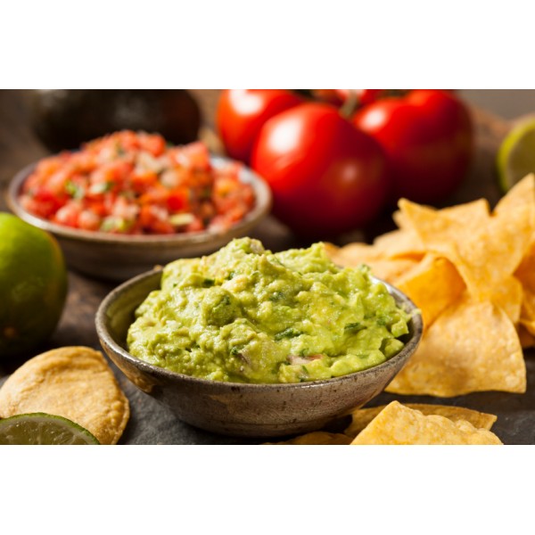 Nacho Chips with Guacamole and Salsa